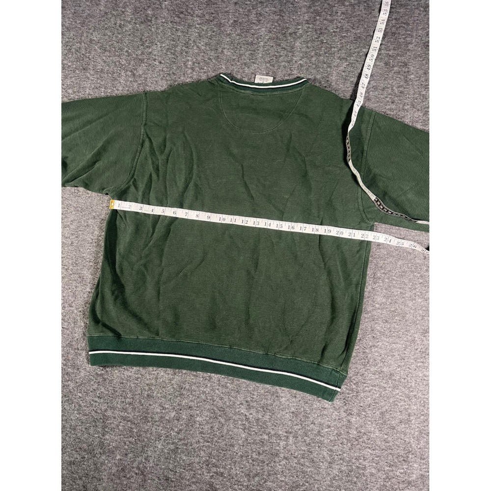 Vintage 90s Michigan State Spartans Ribbed Crewneck Sweater Green Medium Cadre - Picture 4 of 6